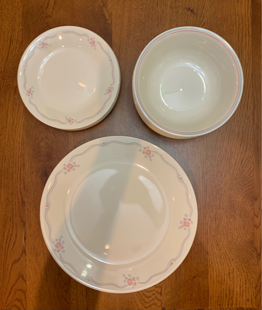 Corelle set of 8 dinner side plate bowl, Furniture & Home Living