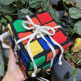 Crochet Rubics Cube Gift Box