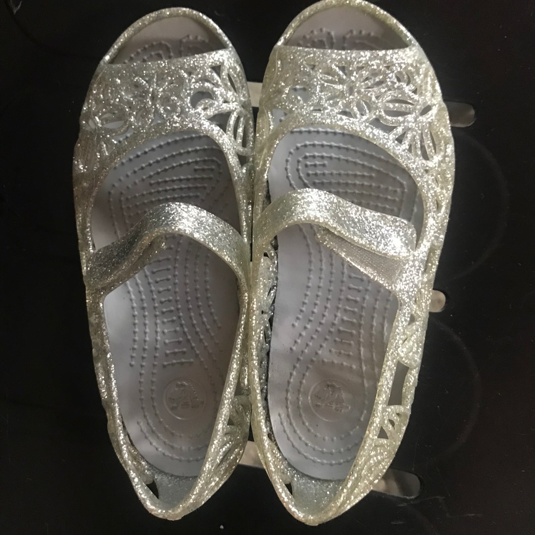 Crocs Silver Glitter Jelly Sandals on Carousell