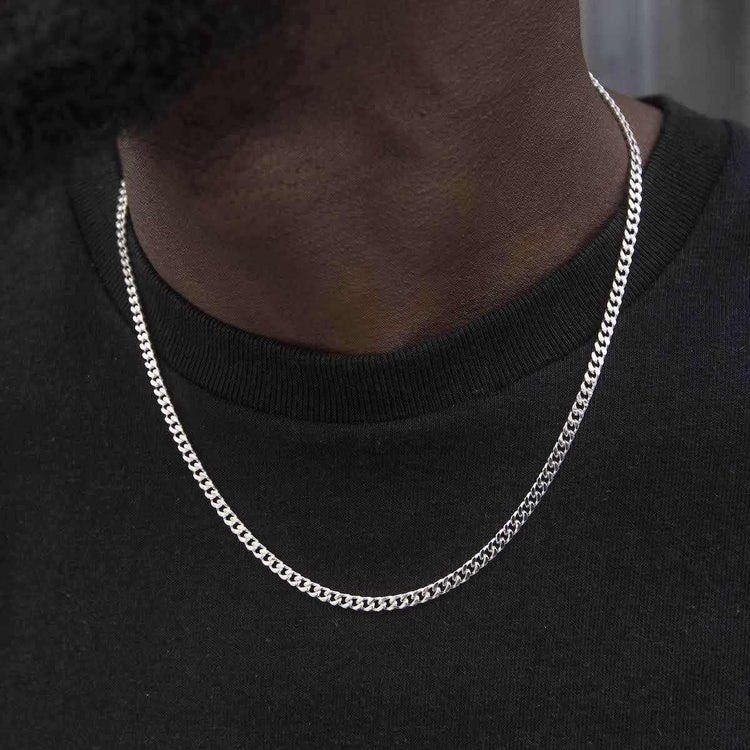 3mm cuban link best sale chain white gold