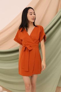Dear Lyla Alyssa Kimono Wrap Dress (Burnt Orange) *Defect