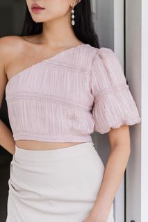 Dear Lyla Celeste Sequin Ruched Toga Top #MadeByDearLyla (Pink) *defect*