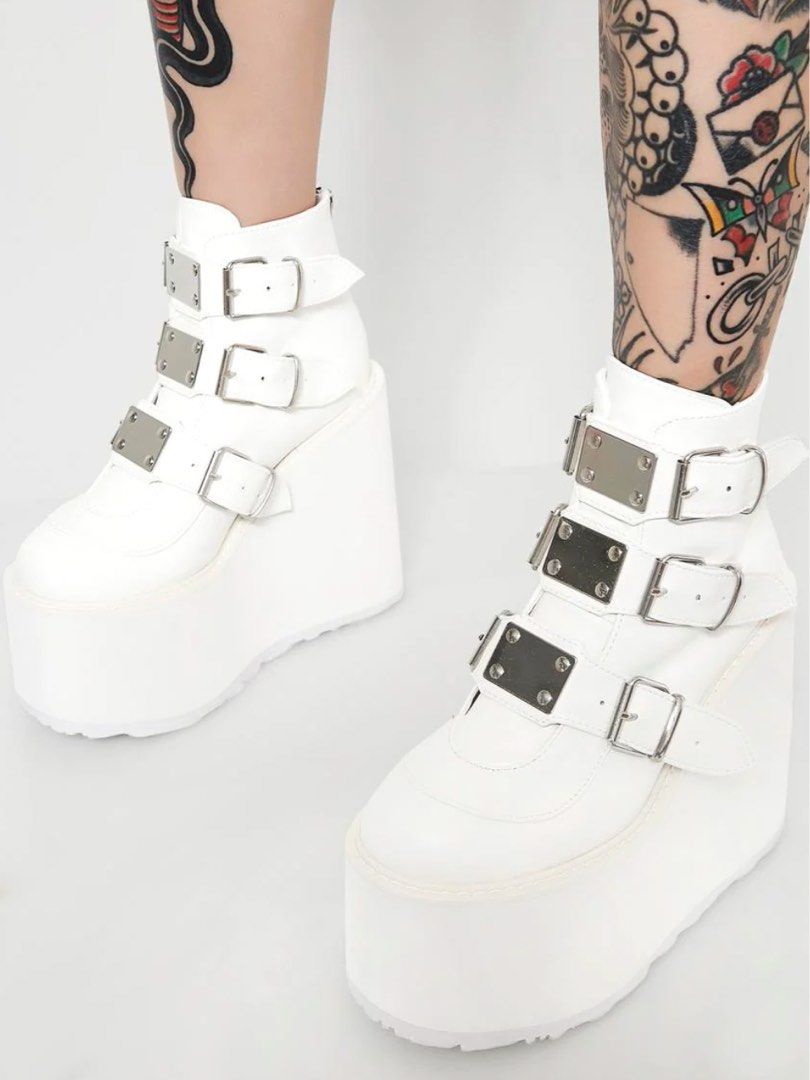 Demonia Swing 105 white Women s Fashion Footwear Boots on Carousell
