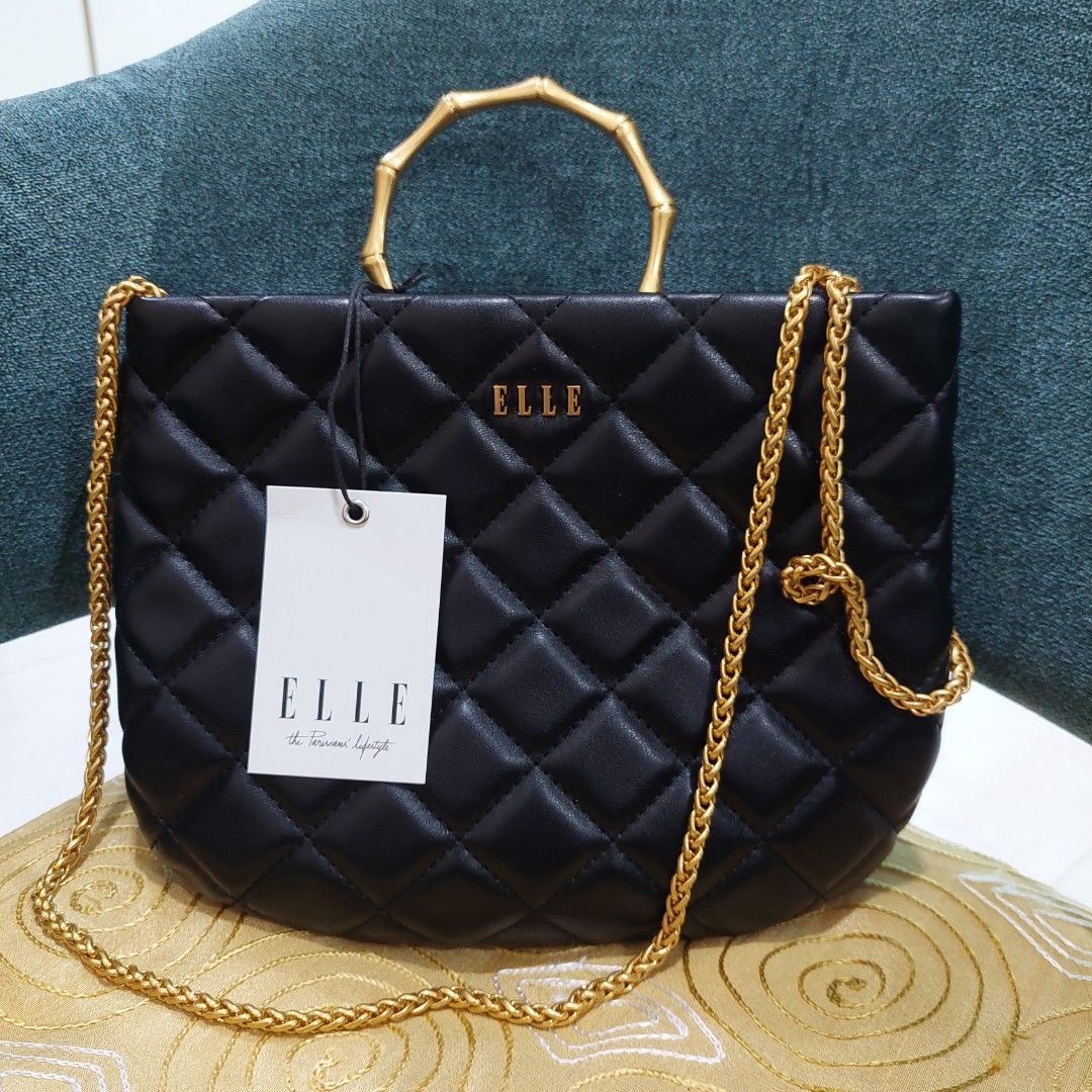 Authentic ELLE Elodie Quilted Hand Bag Beg Hitam Elle