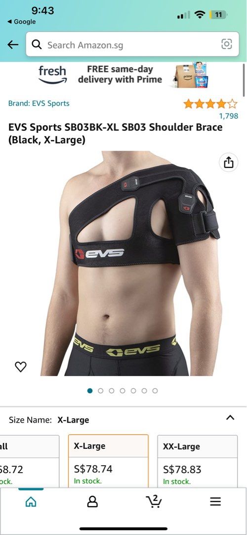 EVS Sports Shoulder Brace size medium, Sports Equipment, Exercise &  Fitness, Cardio & Fitness Machines on Carousell