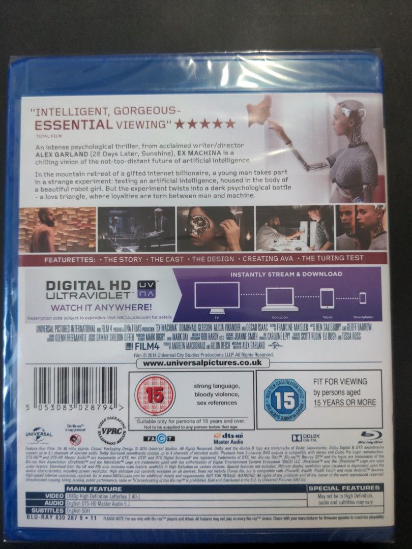 Ex Machina Blu-ray Alex Garland Alex Garland Alicia Vikander
