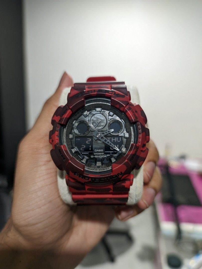 G SHOCK ORIGINAL GA100 CM 4 RED CAMO Men s Fashion Watches