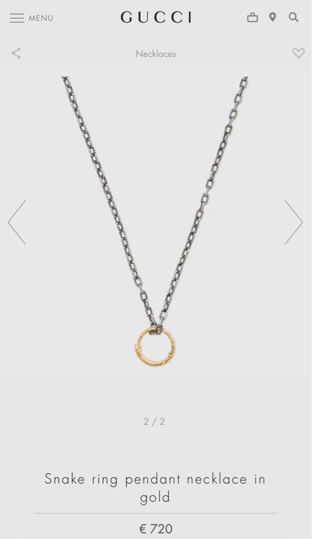 Gucci snake ring pendant deals necklace in gold