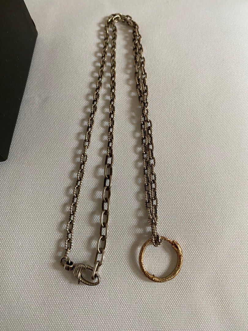 Gucci 18k snake ring pendant silver necklace, 名牌, 飾物及配件