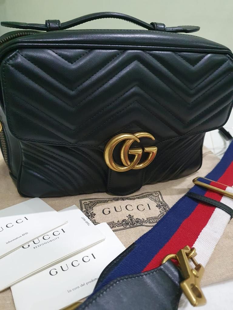 Small gg marmont 2.0 matelassé leather top handle 2025 bag