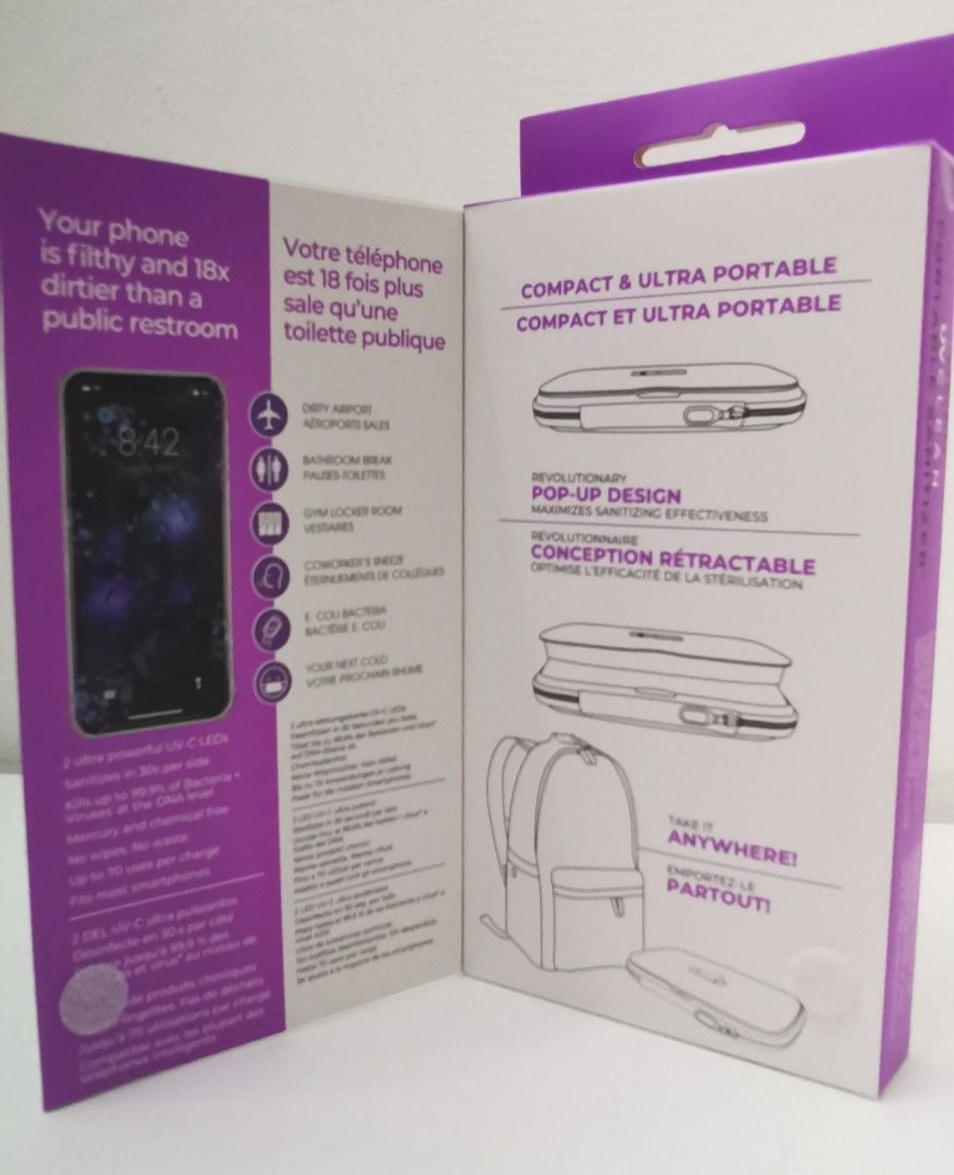 Homedics UV Portable Sanitizer (Category: Other Gadgets) located in Bacoor. Submitted by edsaur (Listing ID 1224987105, Image 3). Description: NOTE: PRICE IS NEGOTIABLE Your Phone is the most filthiest and dirtiest than a public bathroom. Your phone's sanitization could danger your health! Sanitize your Phone with this Homedic™ UV Portable Sanitizer! Clinically tested wiping out 99.99% of air-borne contaminates, both the UV-C phone sanitizer and 