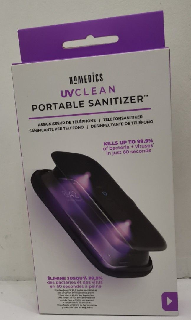 Homedics UV Portable Sanitizer (Category: Other Gadgets) located in Bacoor. Submitted by edsaur (Listing ID 1224987105, Image 1). Description: NOTE: PRICE IS NEGOTIABLE Your Phone is the most filthiest and dirtiest than a public bathroom. Your phone's sanitization could danger your health! Sanitize your Phone with this Homedic™ UV Portable Sanitizer! Clinically tested wiping out 99.99% of air-borne contaminates, both the UV-C phone sanitizer and 