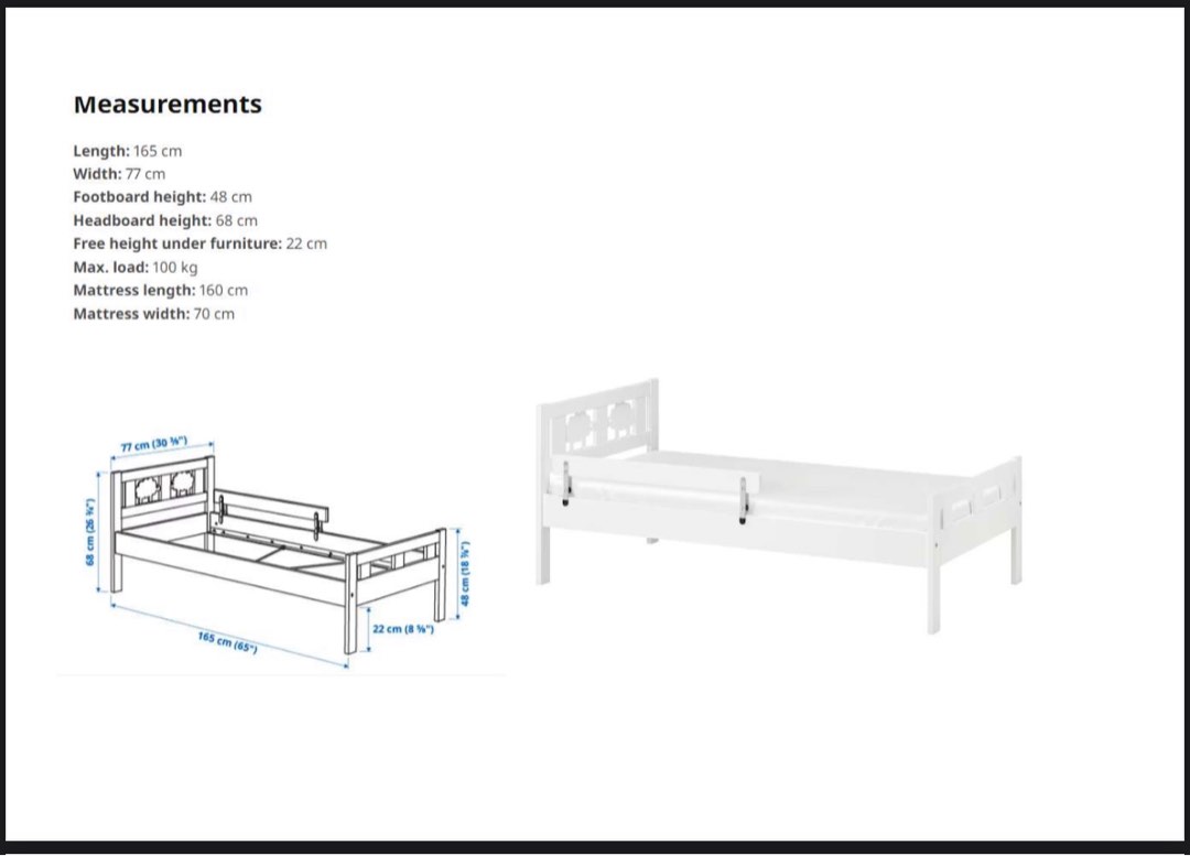 Ikea bed frame with mattress, Furniture & Home Living, Furniture, Bed