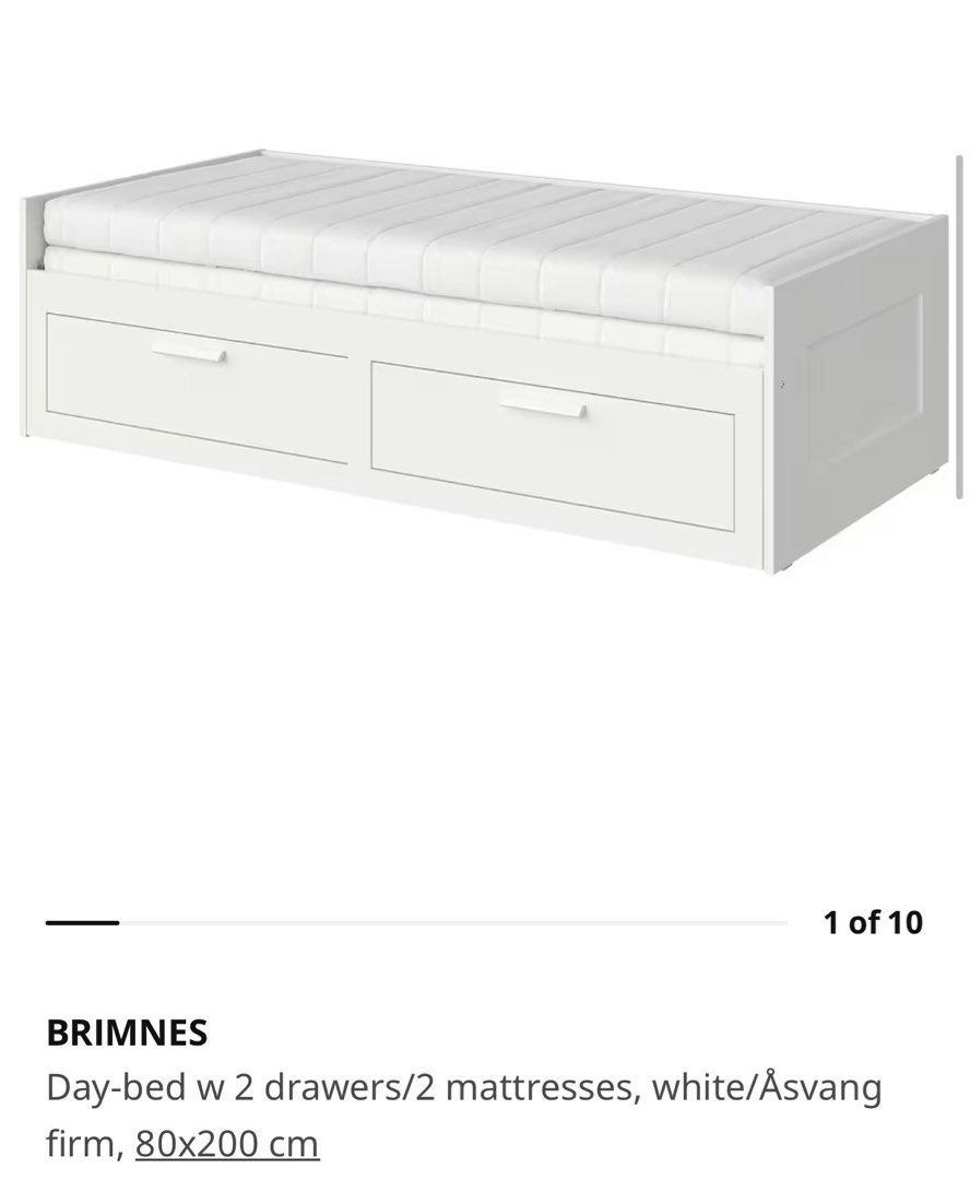 Ikea Daybed with 2 Drawers and 2 Mattresses, Furniture & Home Living