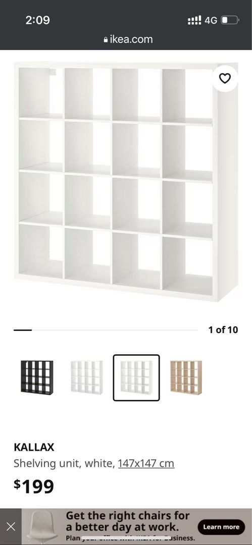 Ikea kallax 4x4 white shelf shelves shelving bookcase, Furniture & Home ...