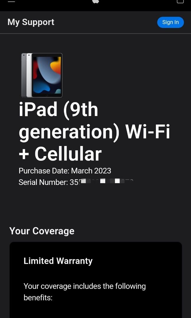 Apple Warranty Till March 2024 IPad 9th Gen 10.2
