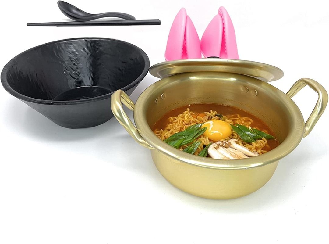 Ramen Pot, Stainless Steel Korean Style Ramen Cooking Pot With Lid