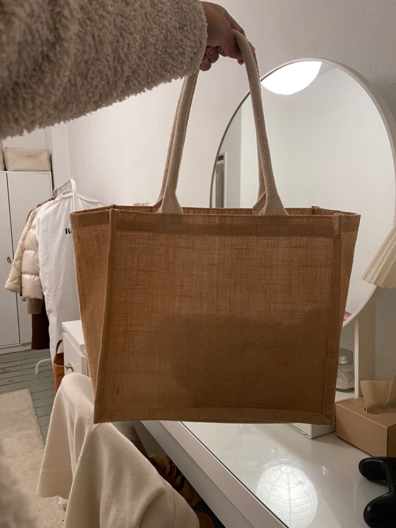 Jute bag from MUJI (new), Fesyen Wanita, Tas & Dompet di Carousell