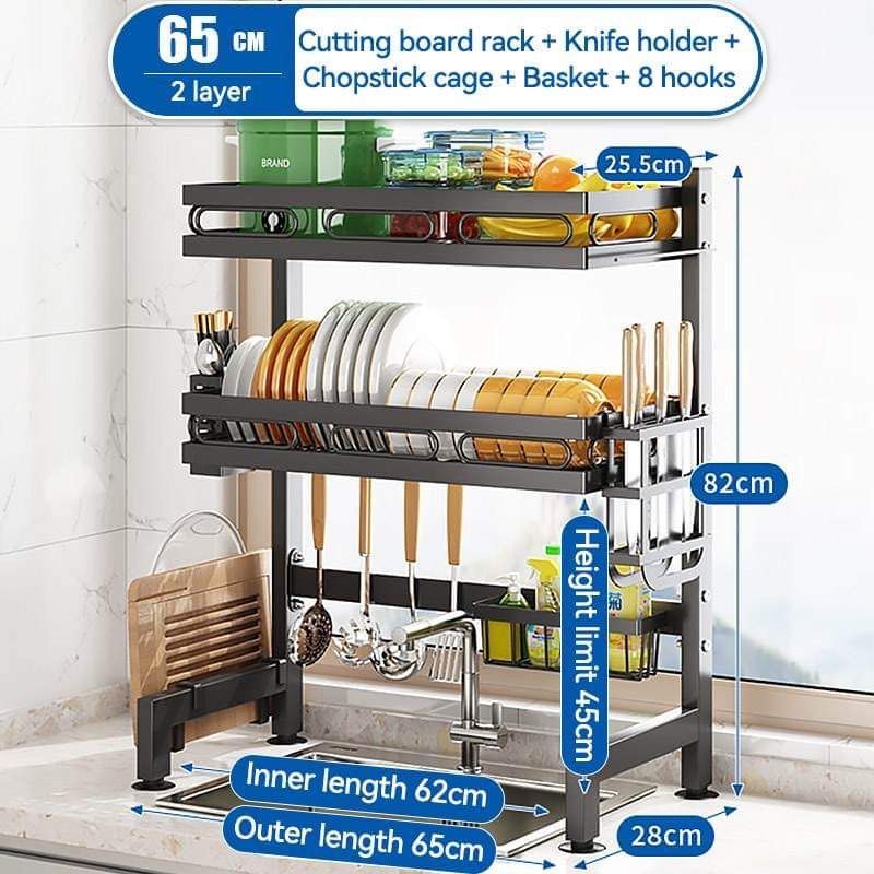 Kitchen Sink Dish Rack 304 Stainless Steel Dish Rack Rak Pinggan ...
