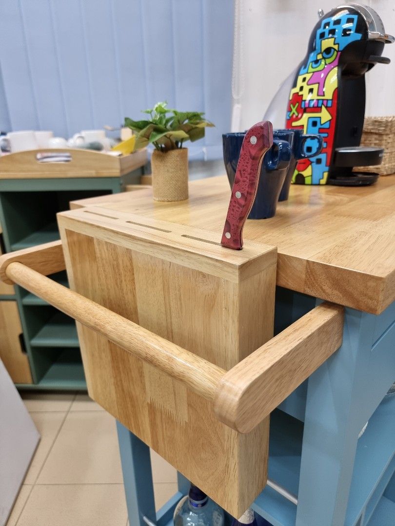 [Brand New] Kitchen Trolley, Kitchen Cart Solid Wood, Furniture