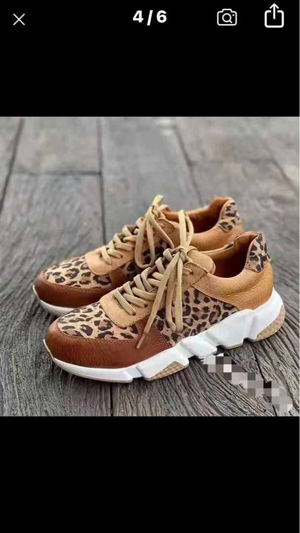 Women's leopard wedge shoes top