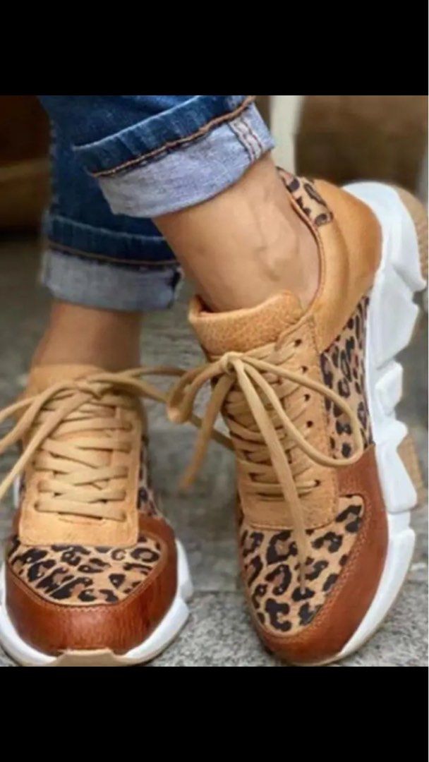 Women's leopard clearance wedge shoes