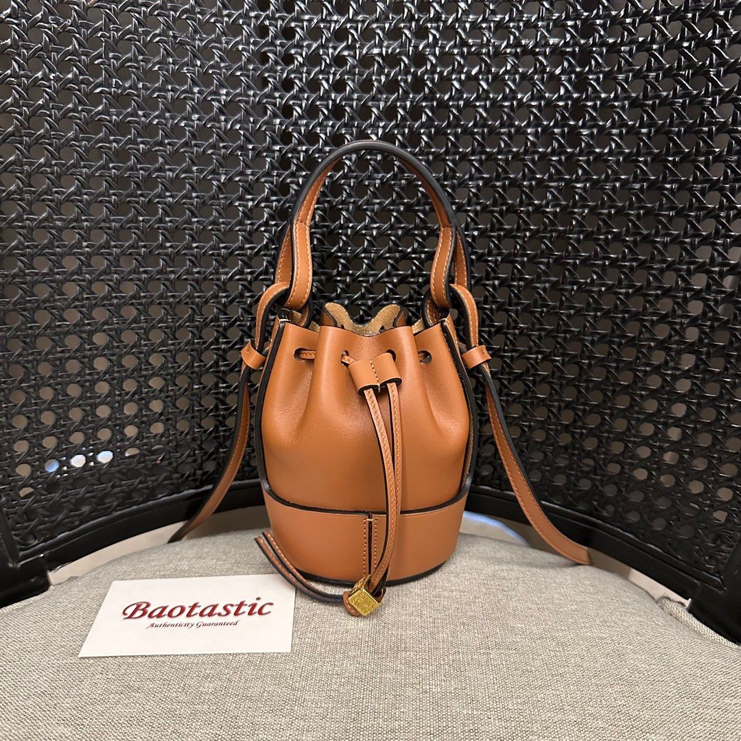 Loewe Balloon Nano Leather Bucket Bag in Brown