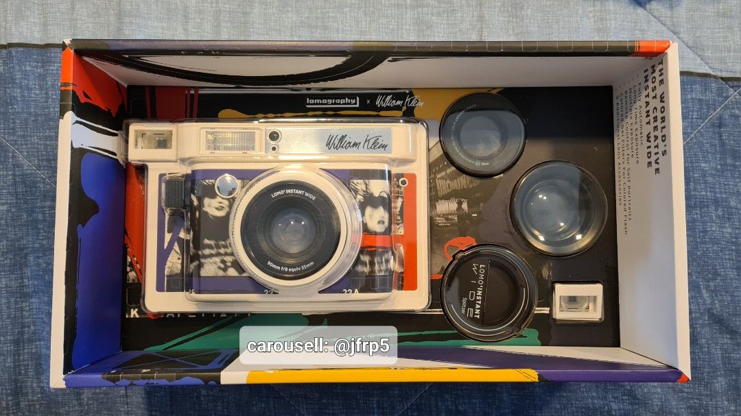 Lomo Instant Wide William Keith Edition (Category: Cameras) located in Silang. Submitted by jfrp5 (Listing ID 1224961194, Image 1). Description: Lomography Lomo Instant Wide x William Keith Camera and Lenses Inclusions: *ultra-wide lens and view finder adapter * close-up lens *splitzer lens attachment *flash color filters *remote control shutter/lens cap *manual, photocards, etc. -check photos for flaws!(scratches on the corners) -Bought last yea