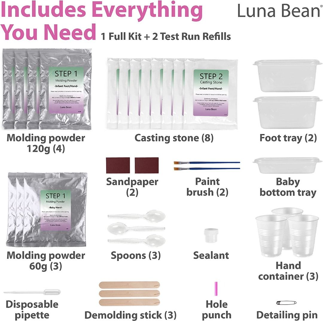 1 Luna Bean Deluxe Baby Keepsake Hand Casting Kit - Hand Mold