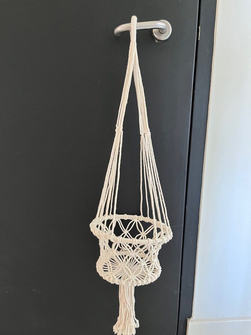 Macrame Rope Hanging Basket, Everything Else on Carousell