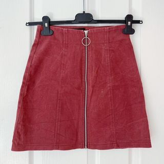 maroon zip up skirt