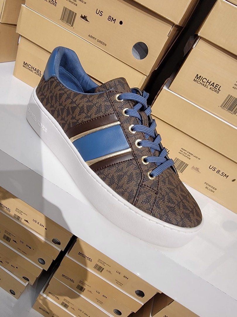 Michael michael kors poppy graphic logo outlet leather sneaker