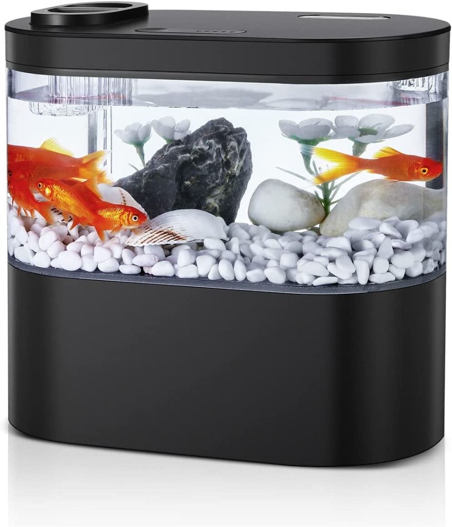 Mini Fish Tank Betta Aquarium Starter Kits Multifunctional Desktop Aquarium  with Switch Button LED and Automatic Circulation System No Watter Change