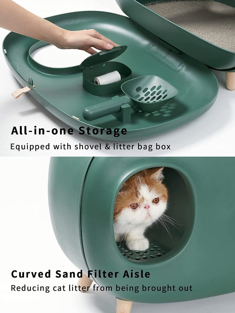 MS Cat Litter Box for Easier Handling of Cat Litter, Enclosed Design, Easy to Clean, Prevent
