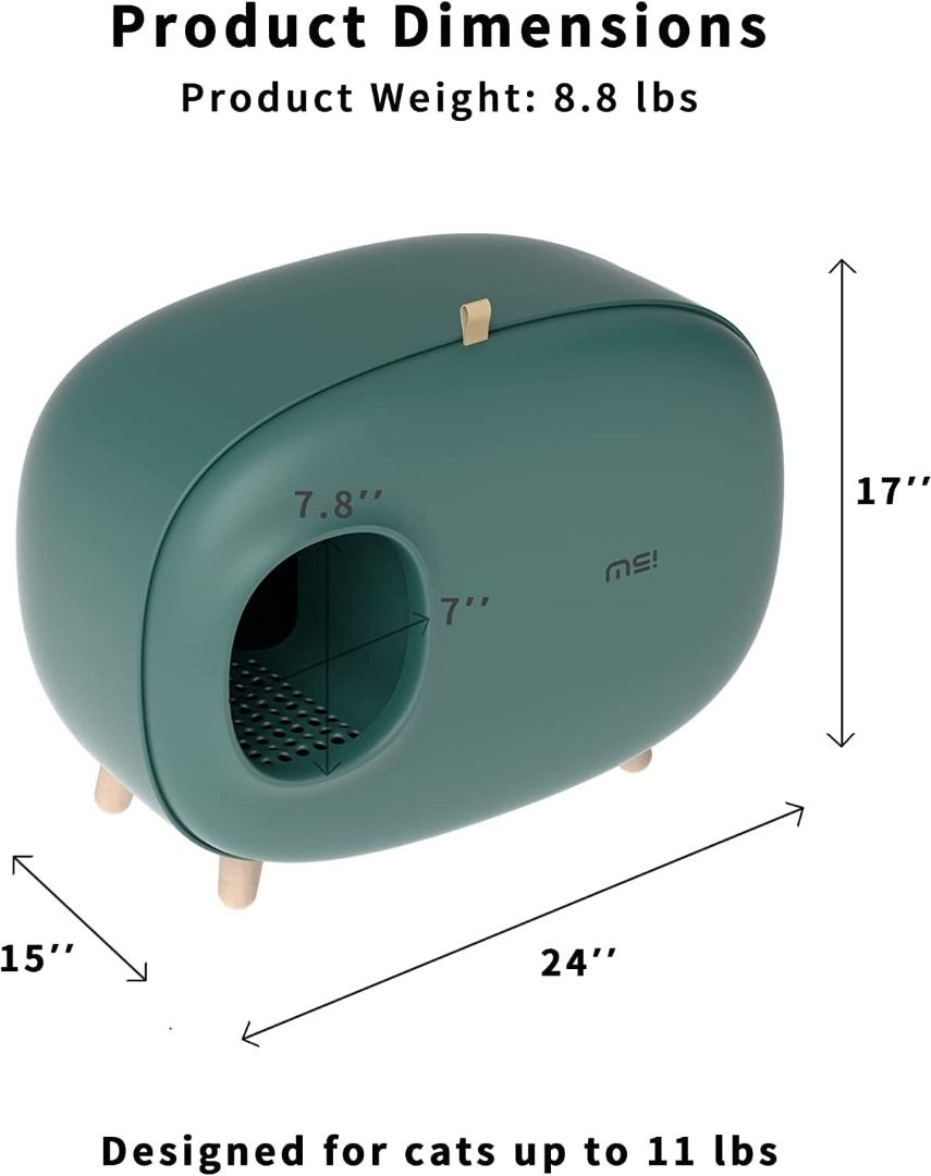MS Cat Litter Box for Easier Handling of Cat Litter, Enclosed Design, Easy to Clean, Prevent