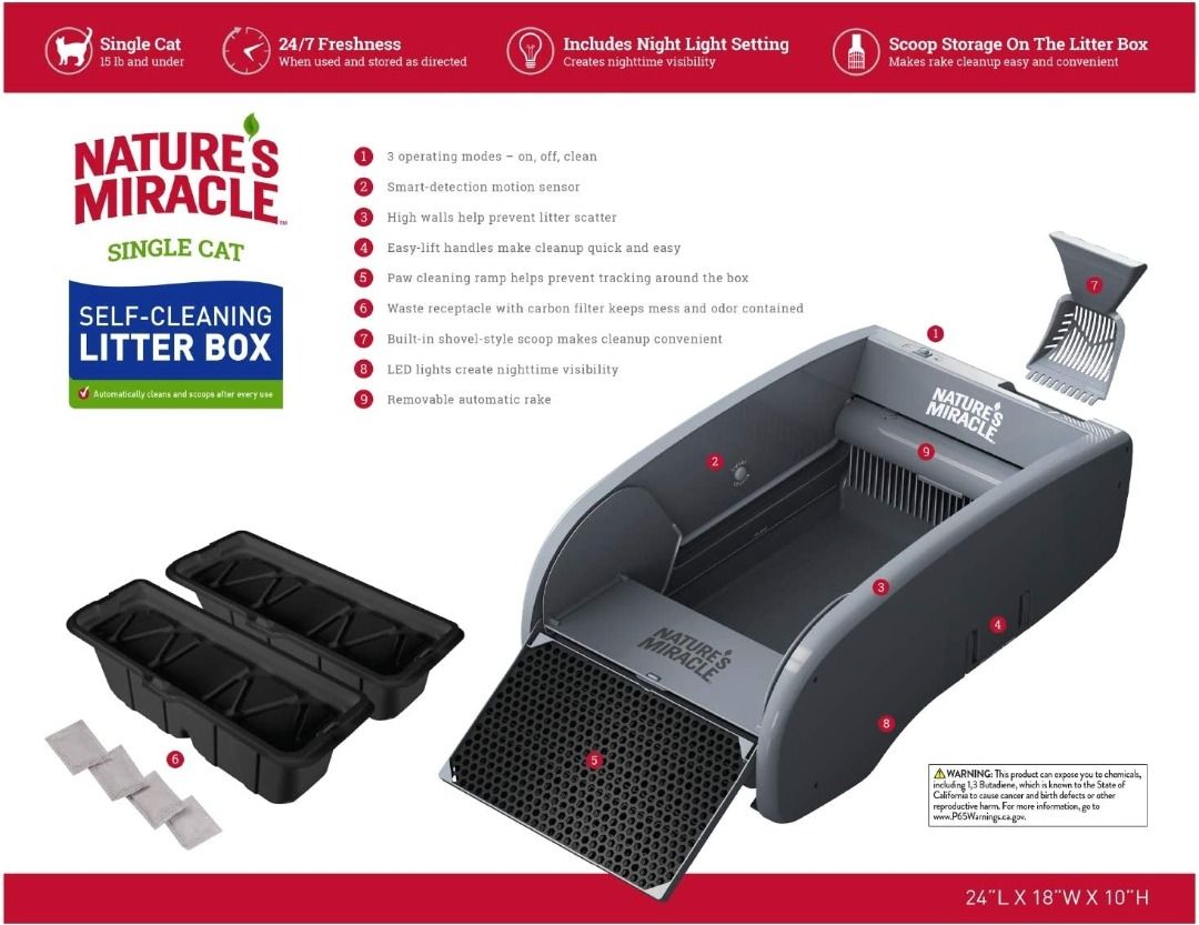 Nature s Miracle Single Cat Self Cleaning Litter Box Pet