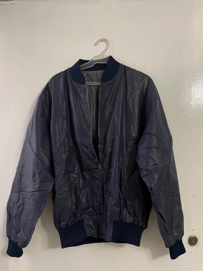Blue Navy Camo Print Men's Bomber Jacket