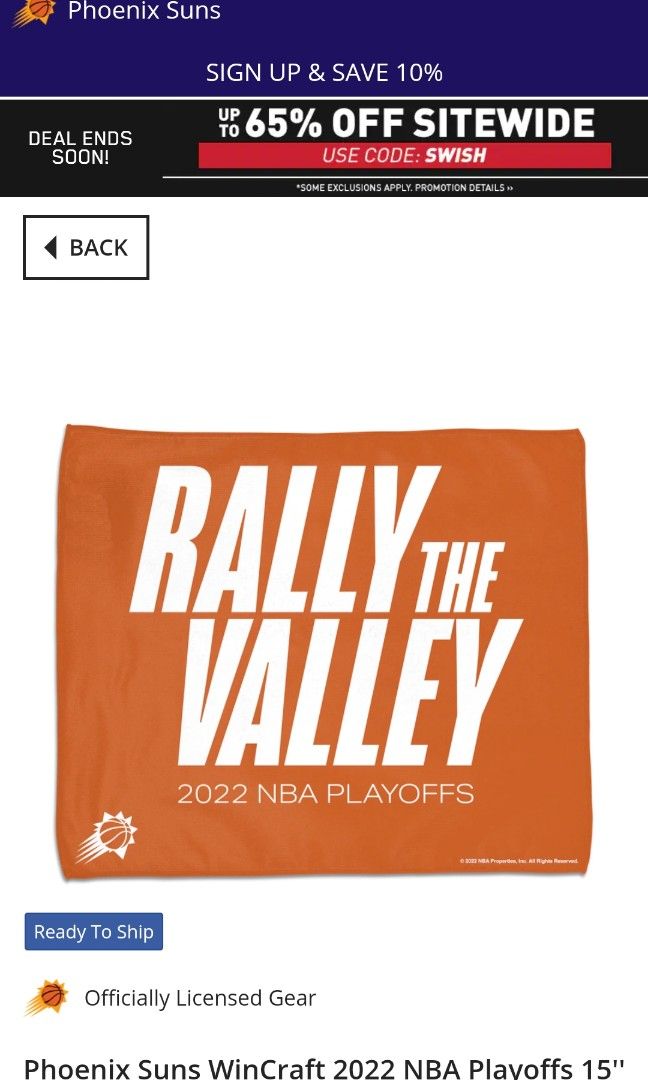 NBA Phoenix Suns Towels (Category: Bedding & Towels) located in Quezon City. Submitted by allije (Listing ID 1224972557, Image 2). Description: BRAND NEW, ORIGINAL With tags 495 each NBA Phoenix Suns WinCraft 2022 Playoffs Rally Towels 15 x 18 inches 52% Cotton, 48% Polyester 200 downpayment needed if COD/COP SM North/Nova/Fairview Mindanao Ave/Congressional Ave Grab/LBC ready Check FB profile for transactions Carousell: ALLIJE nba devin booker c