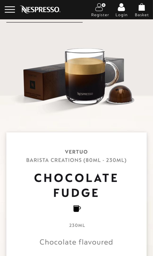 Nespresso vertuo chocolate fudge capsules, Food & Drinks, Packaged