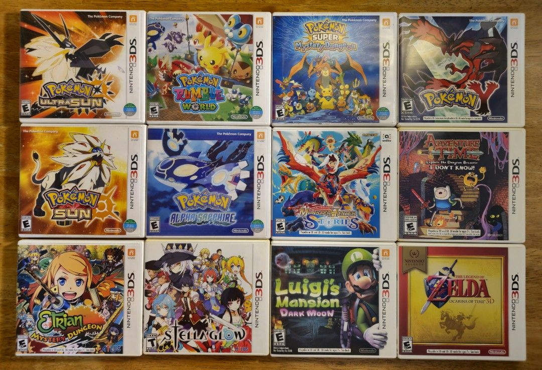 Nintendo 3DS Games (Category: Nintendo) located in Paranaque City. Submitted by john020497 (Listing ID 1224942516, Image 1). Description: For sale: Pokemon Ultra Sun - 3.5k Pomemon Sun - 1k Pokemon Alpha Sapphire - 1.7k Pokemon Y - 1.3k Pokemon Rumble World - 1.3k Pokemon Super Mystey Dungeon - 1.5k Adventure Time - 700 Etrian Mystery Dungeon - 4k Stella Glow - 2.5k Luigi's Mansion: Dark Moon - 1k The Legend of Zelda: Ocarina of Time - 1.5k Monst