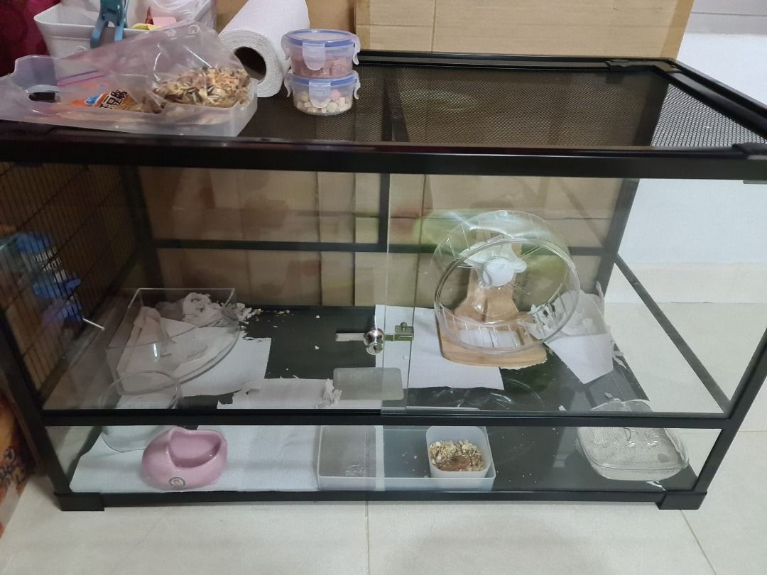Niteangel Hamster Glass Cage Black, Pet Supplies, Homes & Other Pet