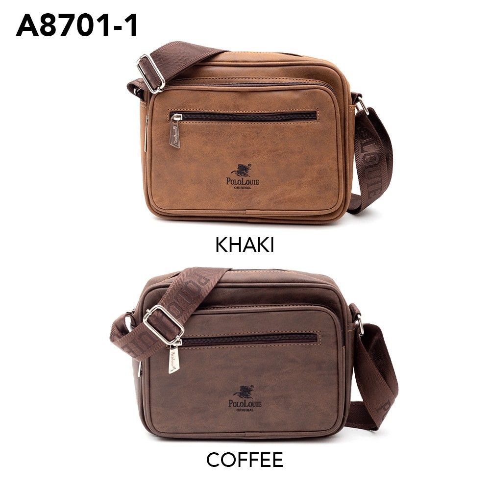 Original Polo Louie Men Luxury Leather Business Messenger Bag Smart Sling  Shoulder Bag 9204-3 Khaki 2