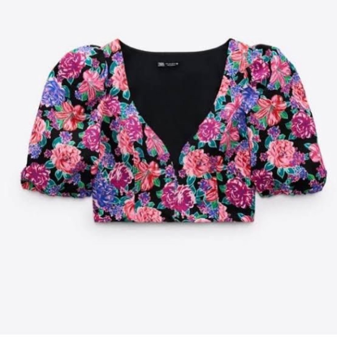 Original Zara top Floral, Women's Fashion, Tops, Blouses on Carousell