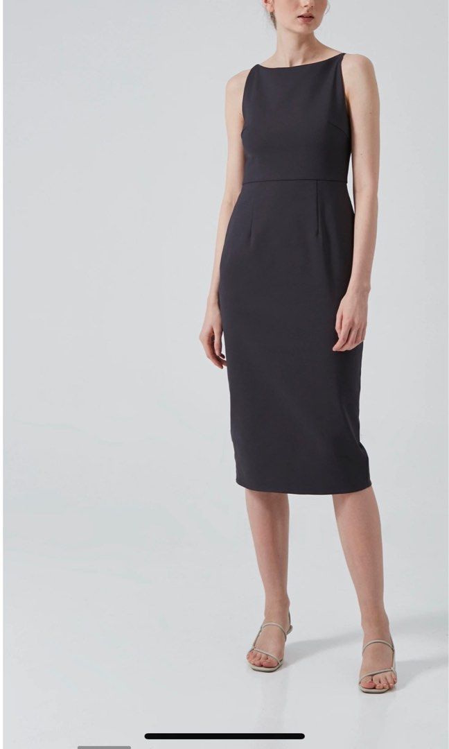 OSN Navy Boat Neck Pencil Dress Women s Fashion Dresses Sets
