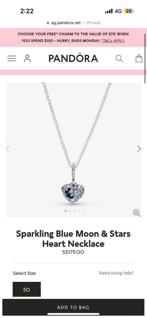 Pandora sparkling blue moon deals & stars heart necklace