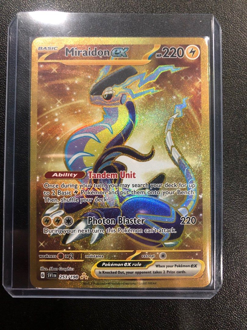 Pokemon tcg miraidon ex gold, Hobbies & Toys, Toys & Games on Carousell