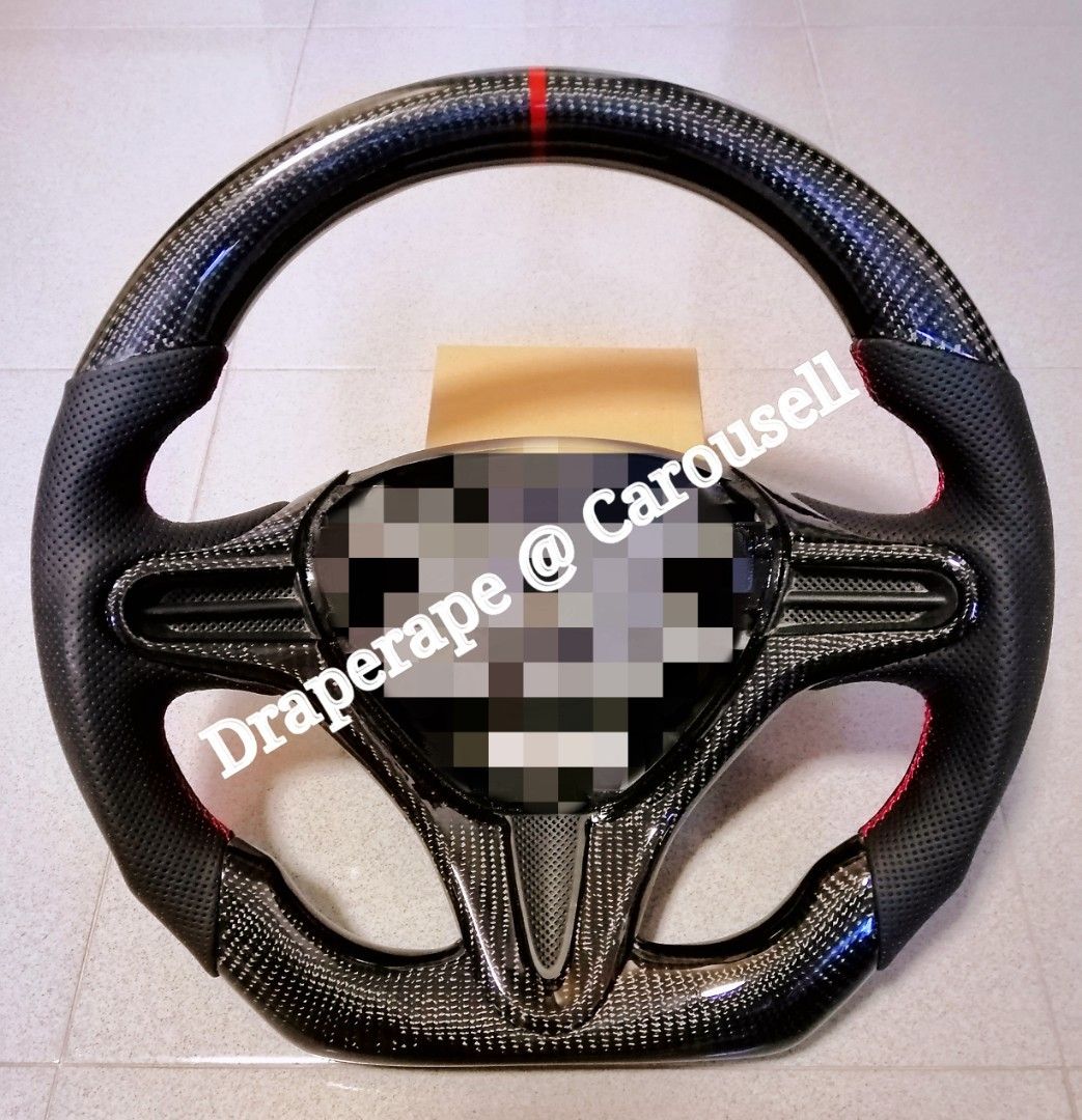 [Ready Stock] Carbon Fiber Steering Wheel LED Carbon Fiber Steering