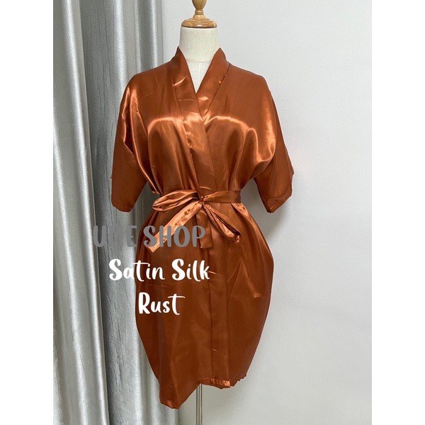 Rust/Orange Silk Robe on Carousell