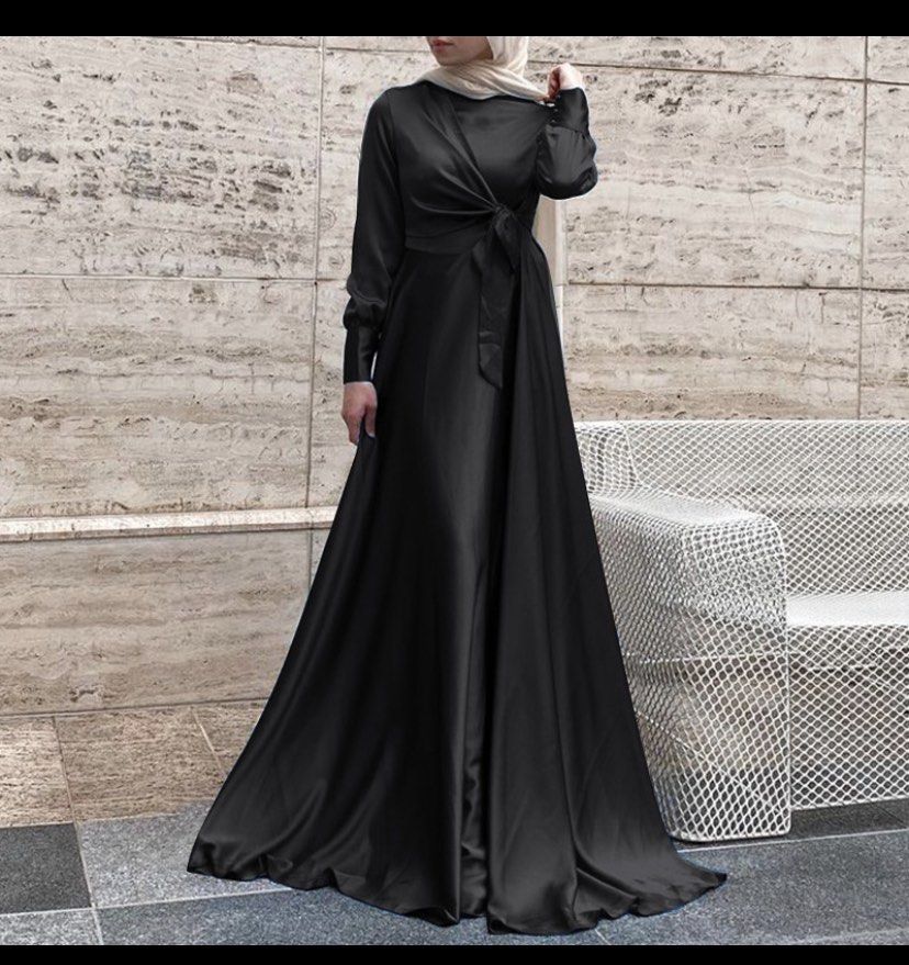 Black Satin Dress, Women's Fashion, Dresses & Sets, Dresses on Carousell