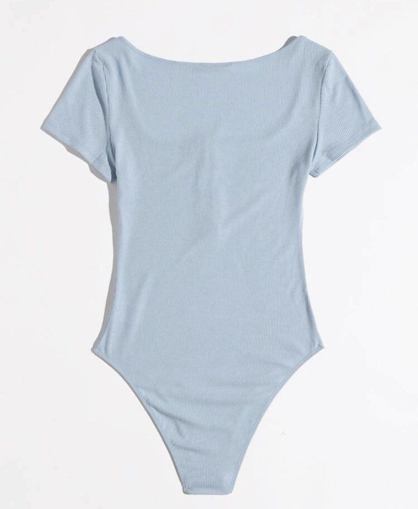 Shein Baby Blue Bodysuit, Women's Fashion, Tops, Others Tops on Carousell